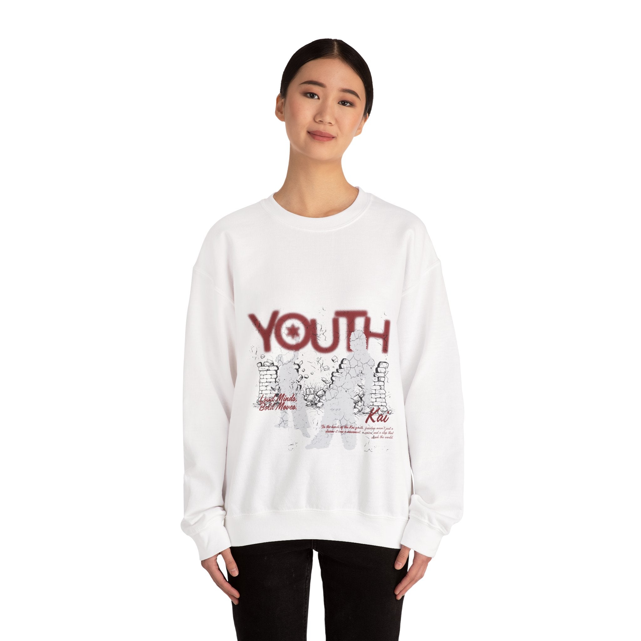 Youth Graphic Crewneck Sweatshirt — Vintage Sketch Band Tee Style