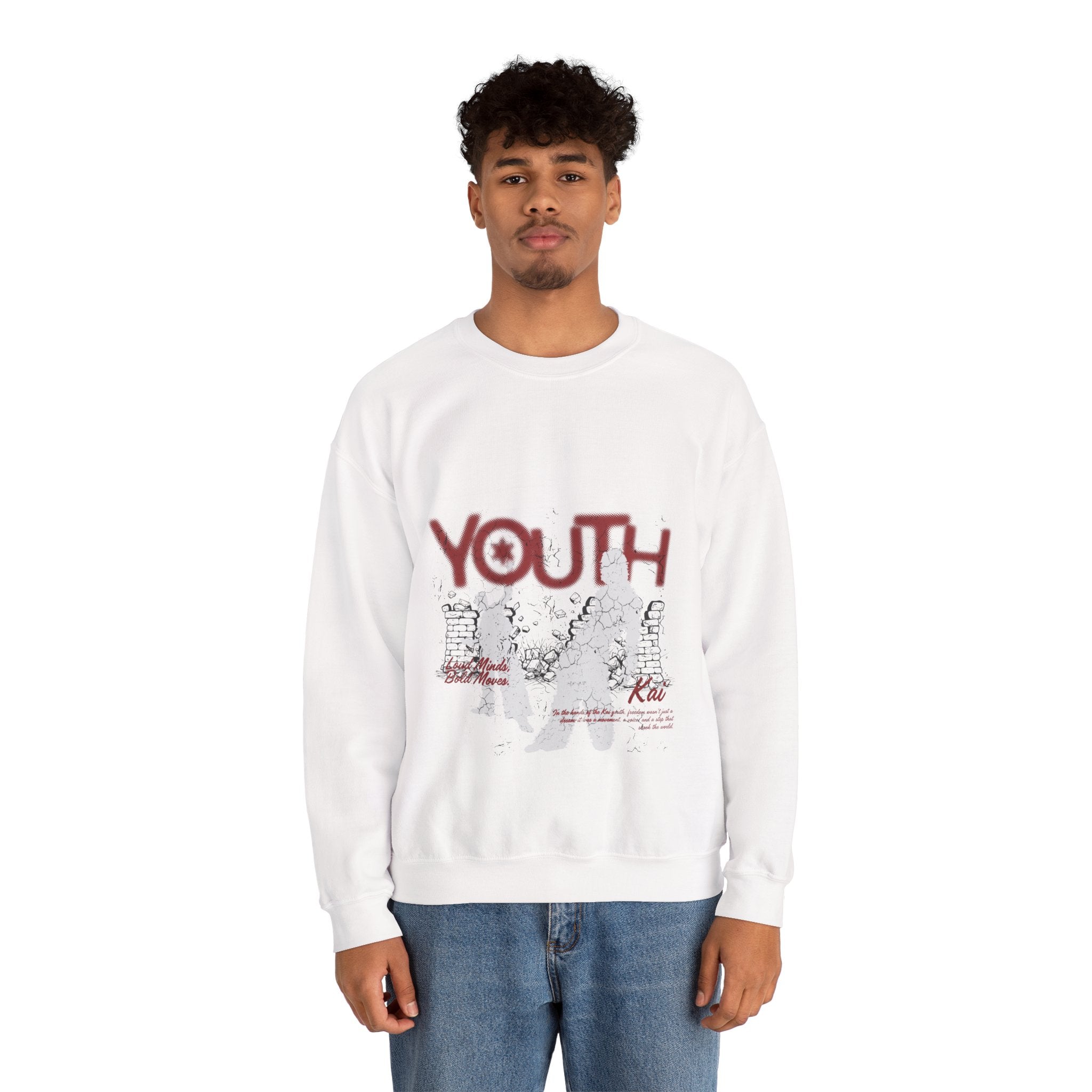 Youth Graphic Crewneck Sweatshirt — Vintage Sketch Band Tee Style